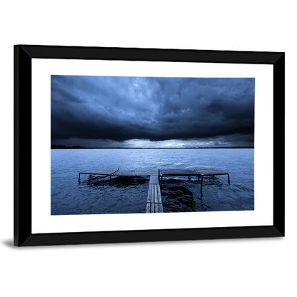 Stormy Lake Pier Wall Art