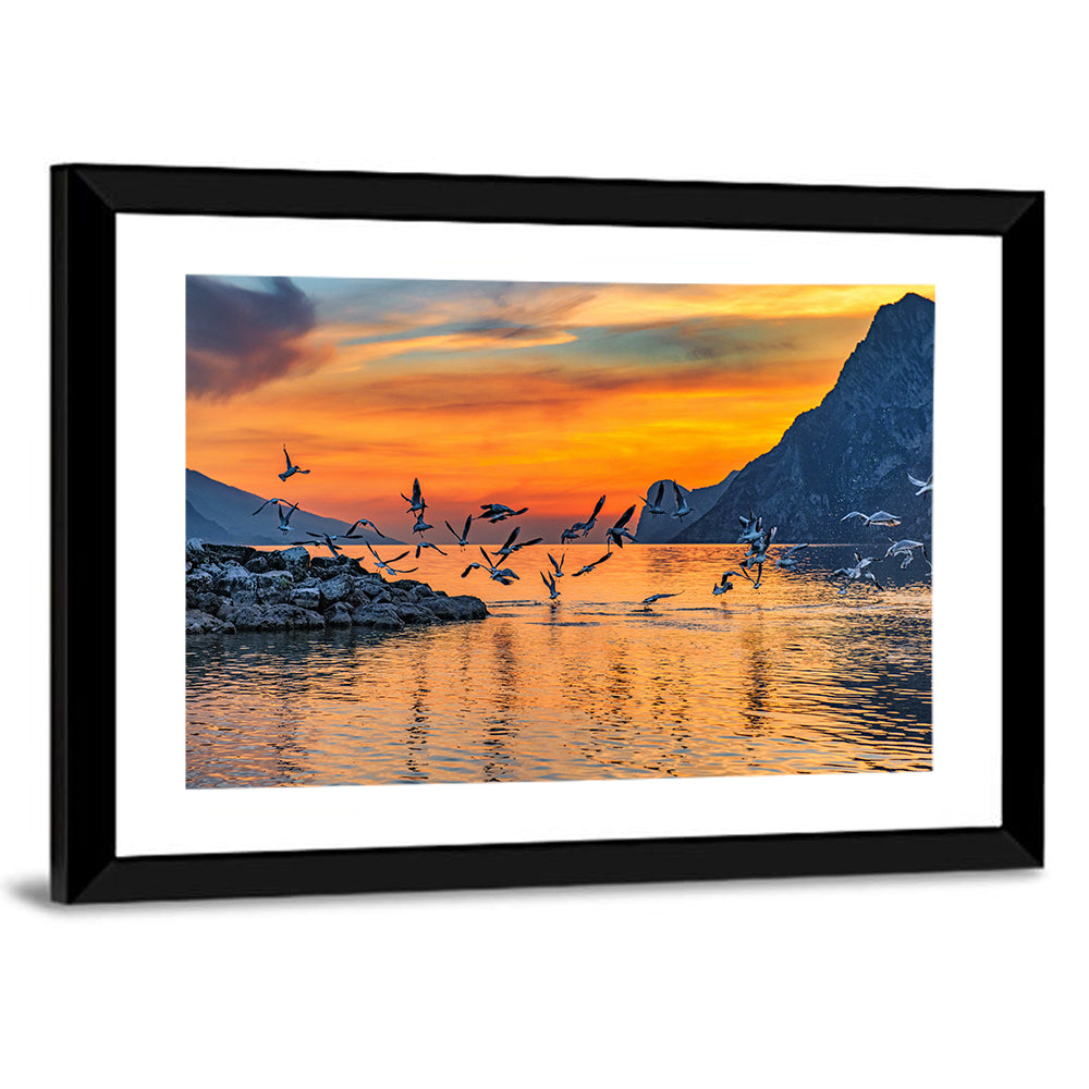 Lake Garda Sunset Birds Wall Art