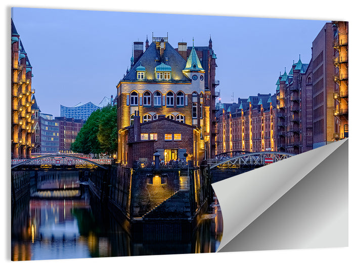 Wasserschloss Blue Hour Reflections Wall Art as a poster print