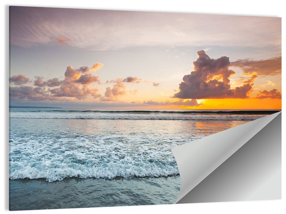 Cloudy Beach Sunset Wall Art