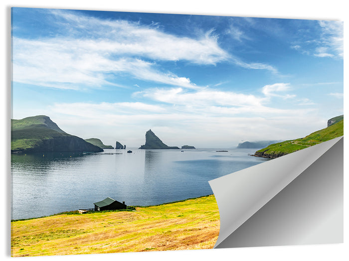 Tindhólmur and Drangarnir Coastal Bay Wall Art as a poster print