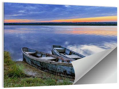 Chained Rowboats at Dusk Wall Art