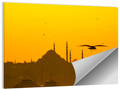 Süleymaniye Mosque Golden Hour Silhouette Wall Art