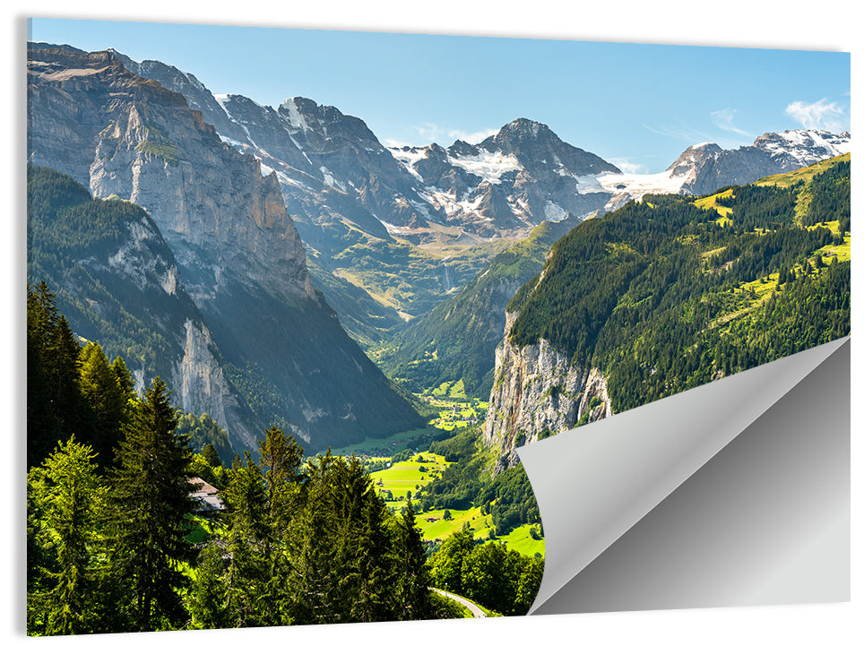 Lauterbrunnen Valley Waterfall View Wall Art