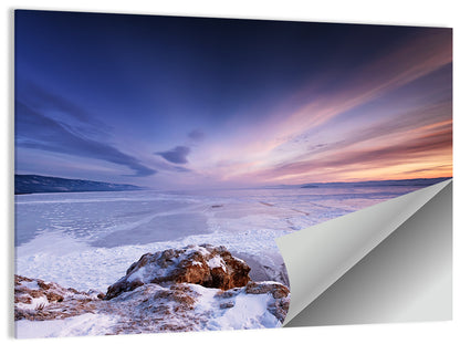 Frozen Lake Ice and Sunset Sky Wall Art