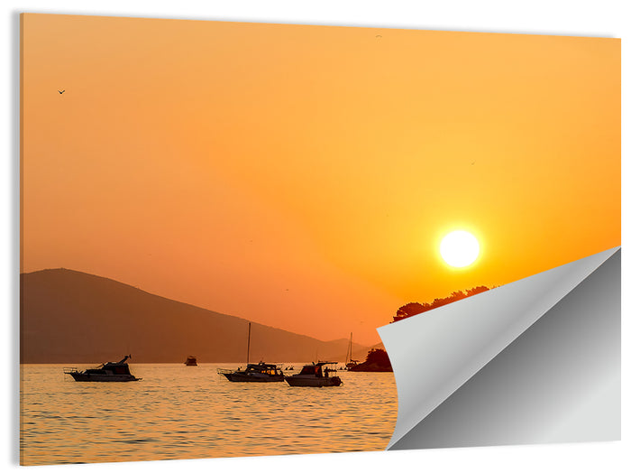 Golden Harbor Sunset Wall Art as a poster print