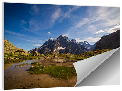 La Meije Alpine Lake and Stone Hut Wall Art
