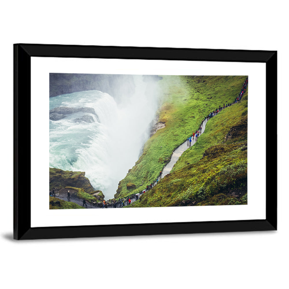 Misty Path at Gullfoss Waterfall Wall Art