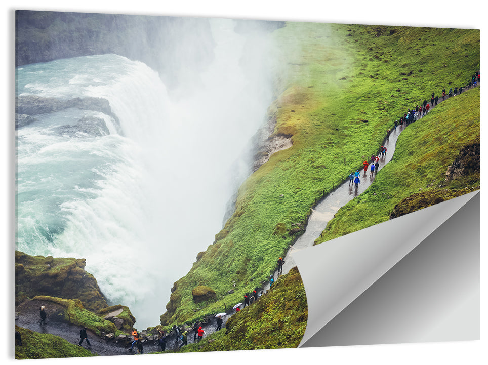 Misty Path at Gullfoss Waterfall Wall Art