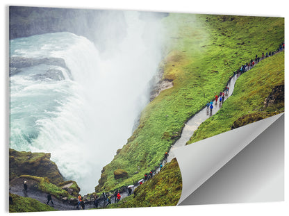 Misty Path at Gullfoss Waterfall Wall Art