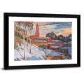 Snowy Village with Church Tower Wall Art