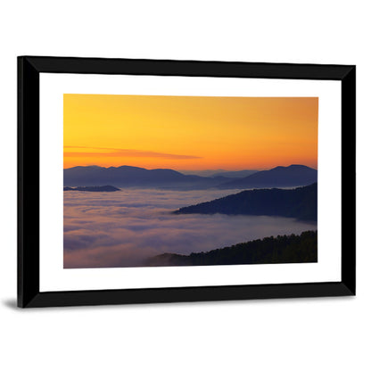 Cloud Sea Over Mountains at Golden Dawn Wall Art