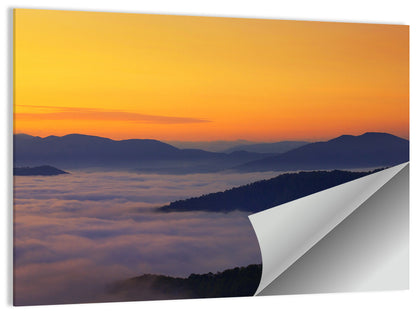 Cloud Sea Over Mountains at Golden Dawn Wall Art