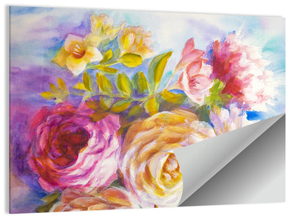 Painterly Peonies and Rose Bouquet Wall Art