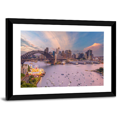 Sydney Harbour Bridge at Golden Twilight Wall Art