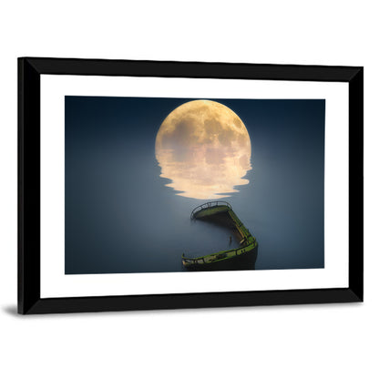 Moonlit Shipwreck Reflection Wall Art