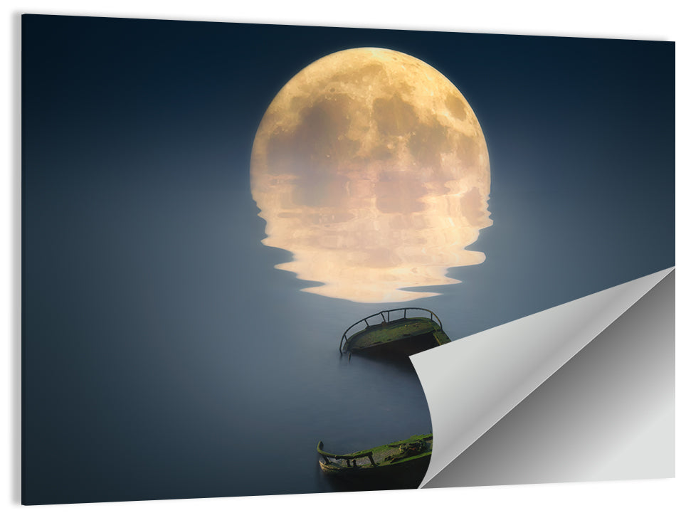 Moonlit Shipwreck Reflection Wall Art