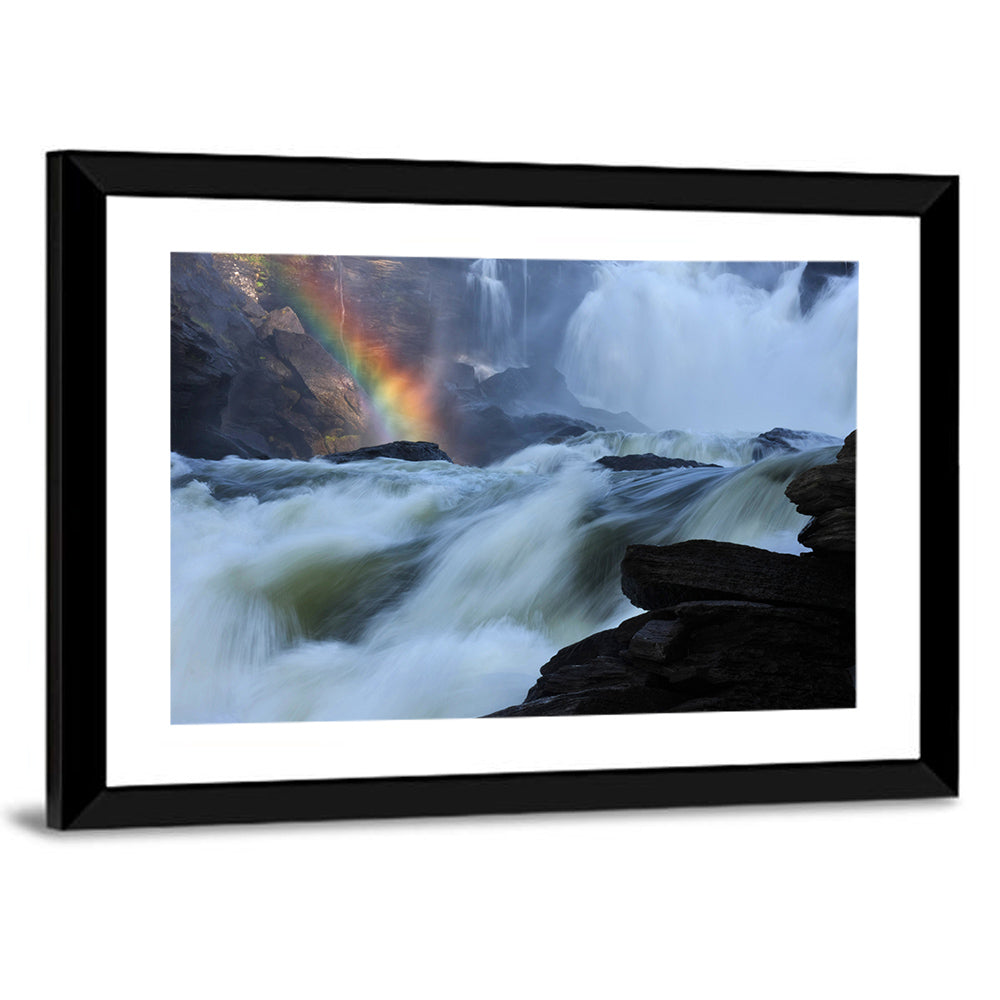 Rainbow Over Rushing River Wall Art