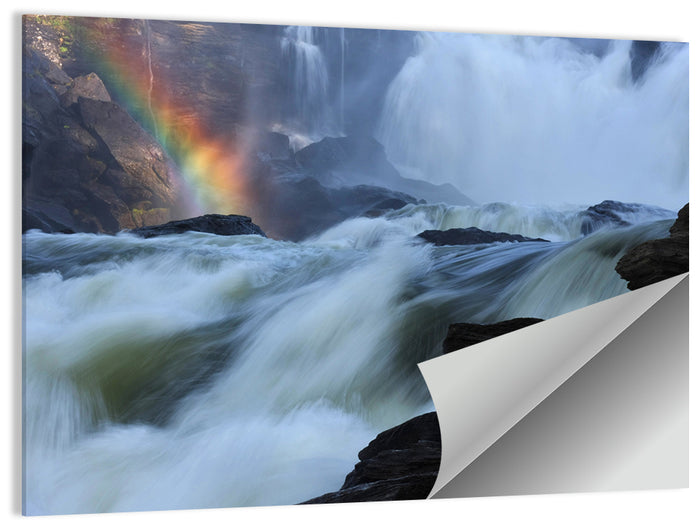 Rainbow Over Rushing River Wall Art as a poster print