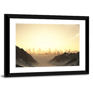 Futuristic City Sunset Wall Art