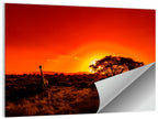 Savanna Sunset with Giraffe Wall Art