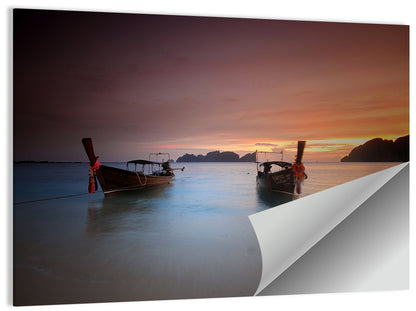 Phi Phi Longtail Boats at Golden Hour Wall Art