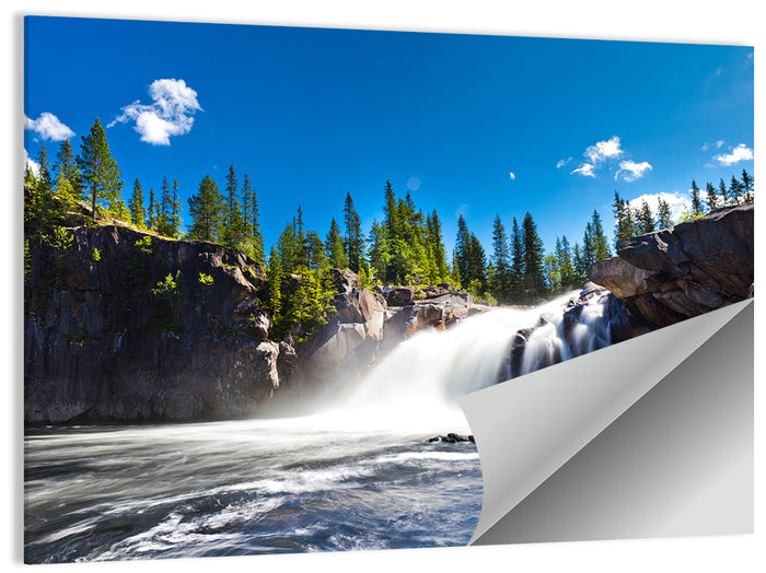 Misty Blue Waterfall Wall Art as a poster print