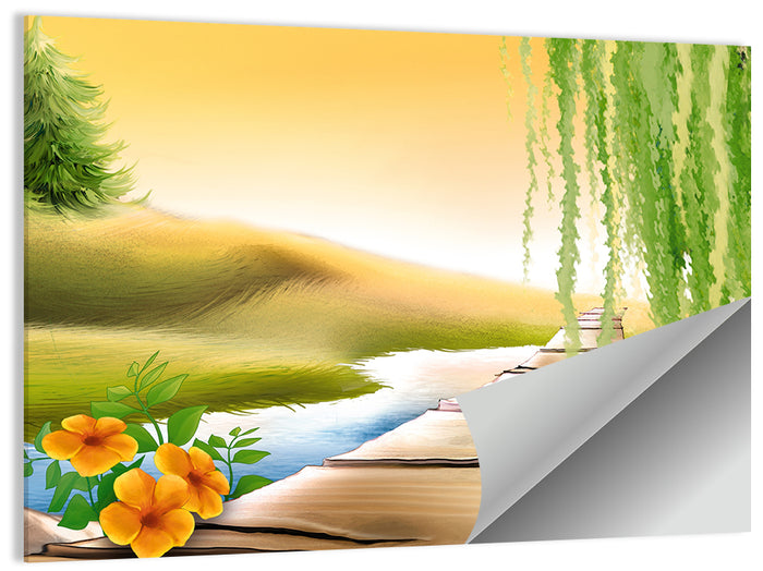 Golden Hour Willow Walkway Wall Art as a poster print