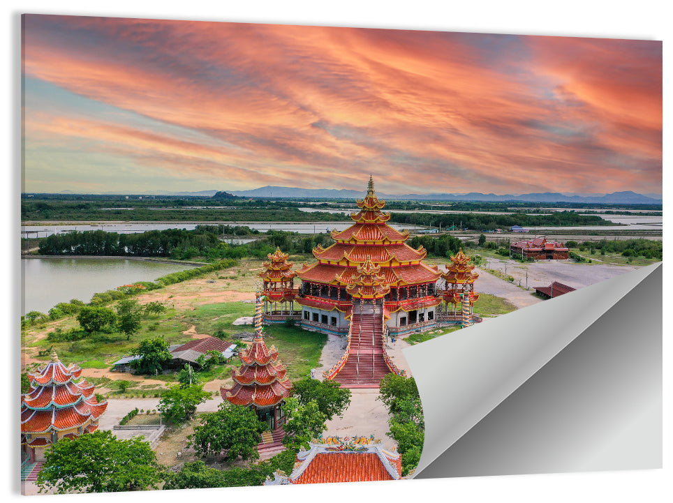 Wat Petch Suwan Temple at Sunset Wall Art