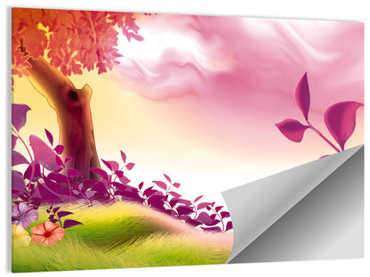 Dreamy Summer Meadow Illustration Wall Art