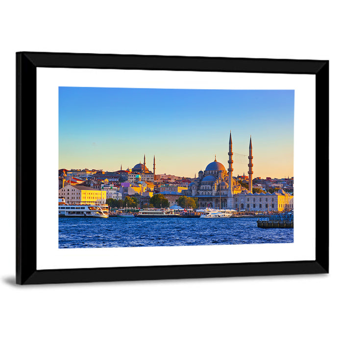 Istanbul Sunrise at Yeni Cami Wall Art as a framed print