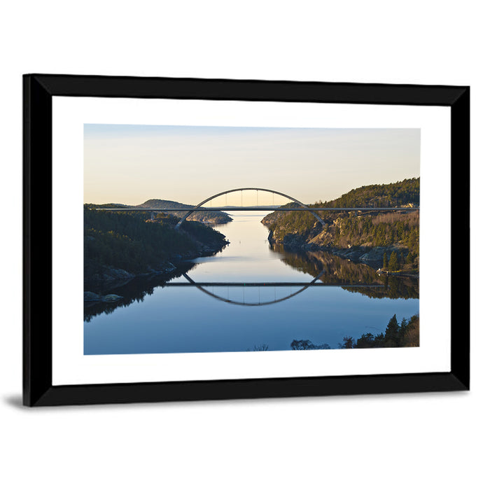 Svinesund Bridge at Golden Hour Wall Art as a framed print