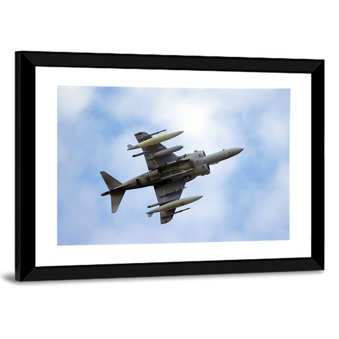Low Angle Fighter Jet Overhead Wall Art as a framed print