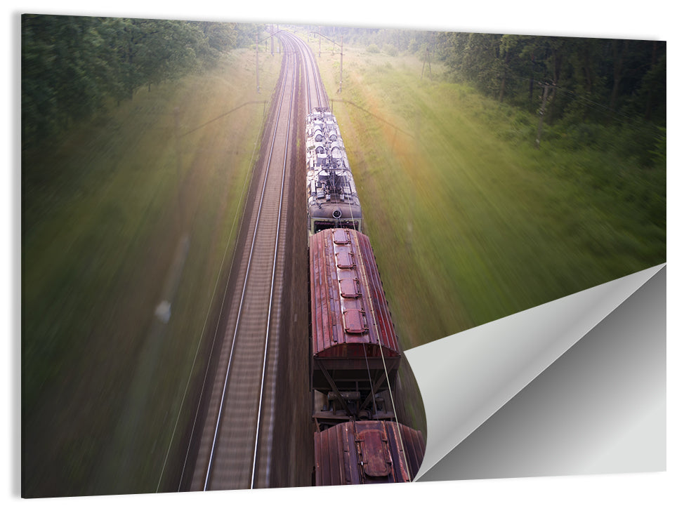 Freight Train Through Forest Wall Art