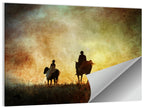 Silhouetted Horse Riders at Sunset Wall Art