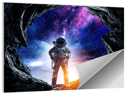 Aliens Planet Cave & Astronaut Wall Art