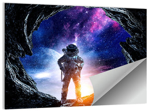 Aliens Planet Cave & Astronaut Wall Art