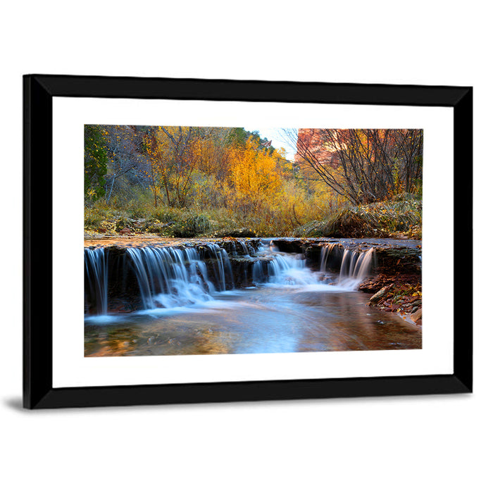 Autumn Stream at Zion Canyon Wall Art as a framed print