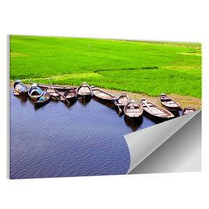 Boats Near Rice Field Wall Art