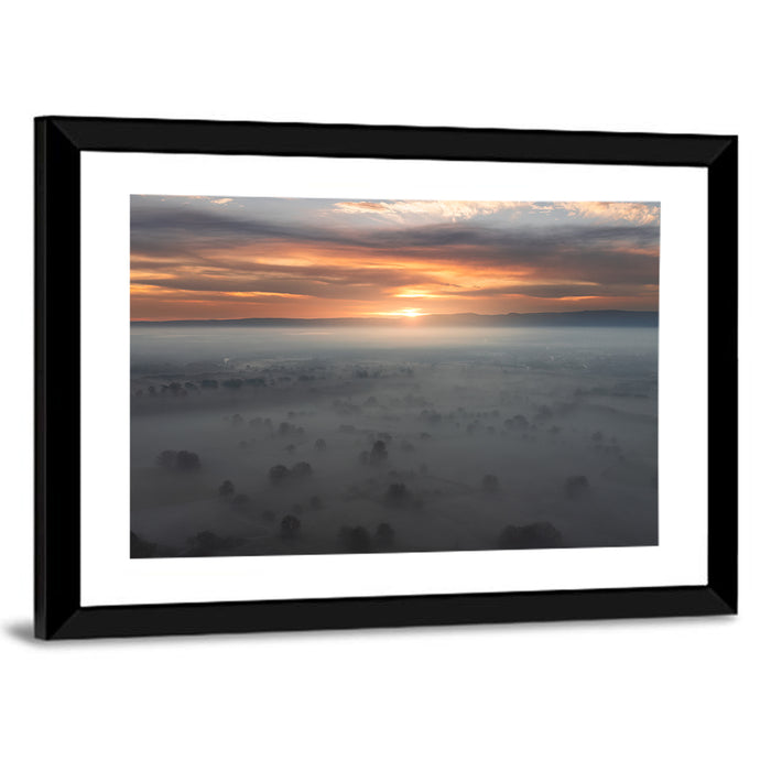 Rhine Plain Sunrise Wall Art as a framed print