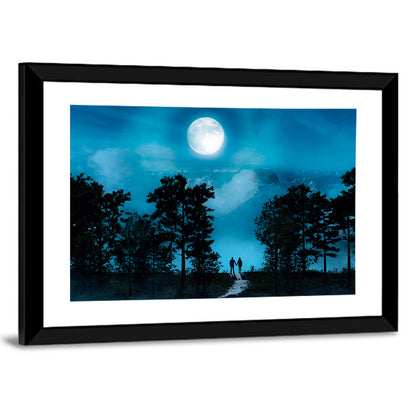 Couple Under Full Moon Wall Art