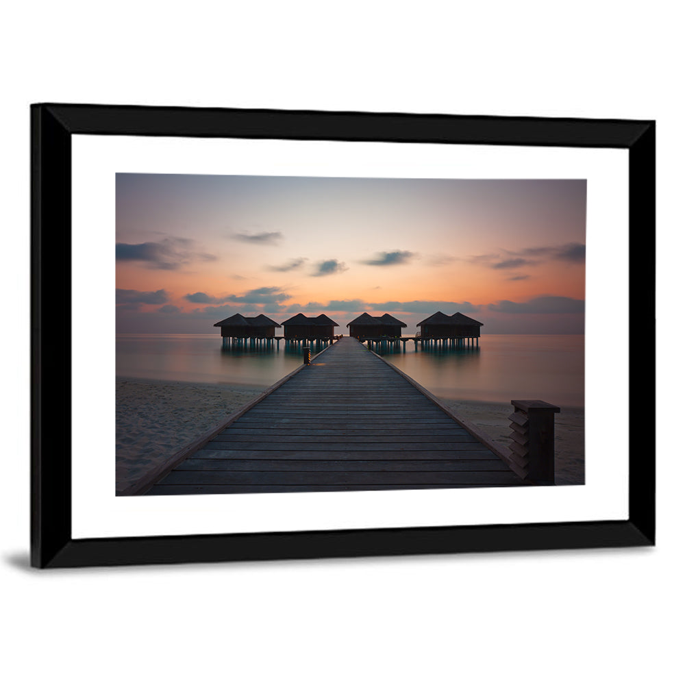Overwater Bungalows at Sunset Wall Art