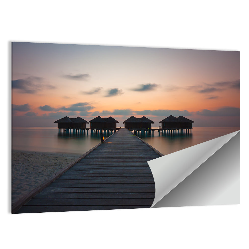 Overwater Bungalows at Sunset Wall Art