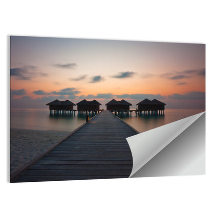 Overwater Bungalows at Sunset Wall Art