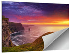 Cliffs of Moher Sea Stack at Sunset Wall Art
