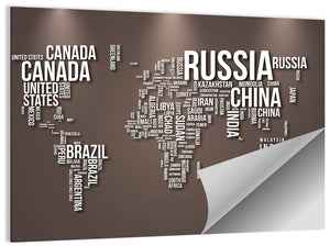 Text Based World Map Wall Art