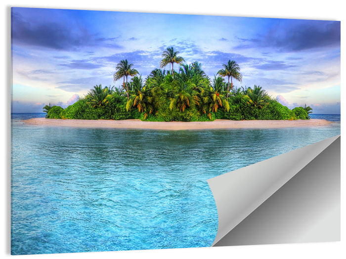 Mirrored Tropical Island Lagoon Wall Art as a poster print
