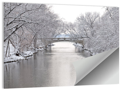 Yahara River Winter Stone Bridge Wall Art