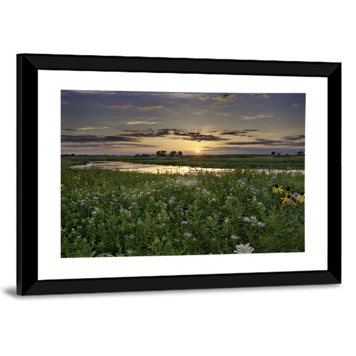 Illinois Fields Sunset Wall Art as a framed print