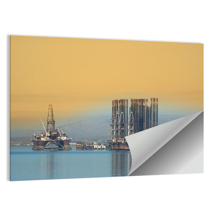 Baku Oil Rigs at Dusk Wall Art